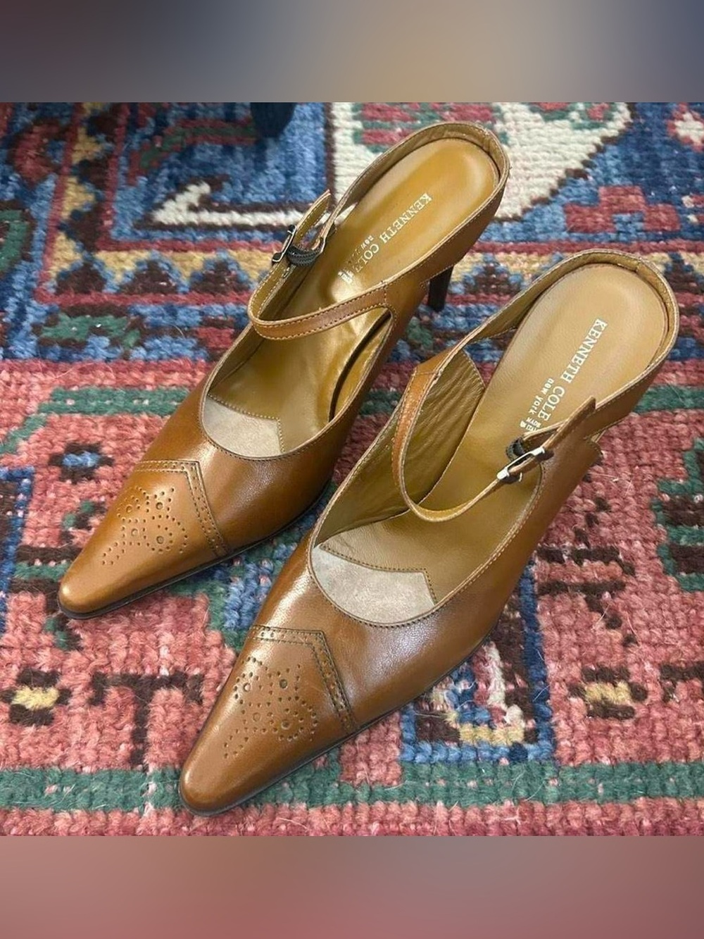 90’s vintage leather Mary Jane mules heels